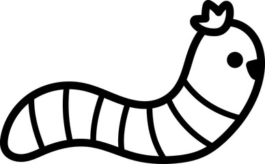 Vector cute crawling worm line icon. Funny insect. Cute forest, farm, garden bug black and white illustration or coloring page for kids isolated on white. Easter village character clipart