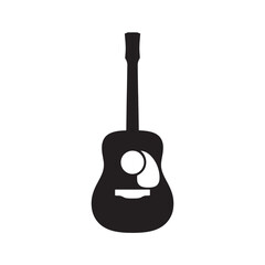 Fototapeta premium Simple black silhouette icon of an acoustic guitar on a plain white background