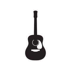 Fototapeta premium Black acoustic guitar silhouette icon illustration for musical design elements