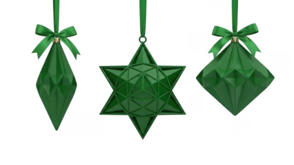 Green geometric christmas ornaments