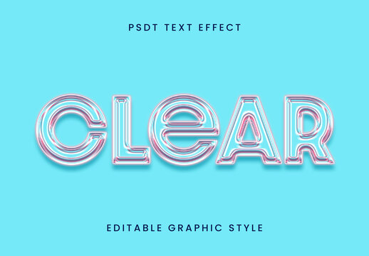 White And Blue Shiny Glossy Text Effect Transparent Glass Font
