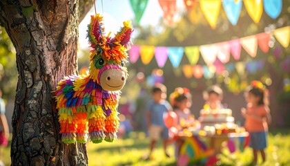 Colorful Donkey Pinata at Birthday Party