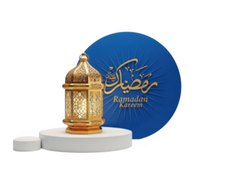 Celebrating ramadan with elegant lantern isolated on transparent background