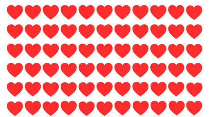 Symetryczny wzór tapeta z czerwonymi sercami na białym tle, tekstura walentynkowa, tło z symbolami miłości, papier do pakowania prezentów, naklejki