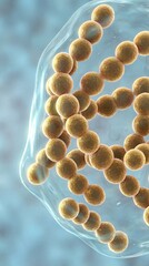 Streptococcus Bacteria Cluster in Fluid Environment 3D Medical Microbiology Illustration