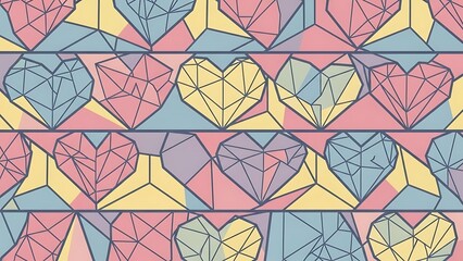 Colorful heart shaped stained glass pattern