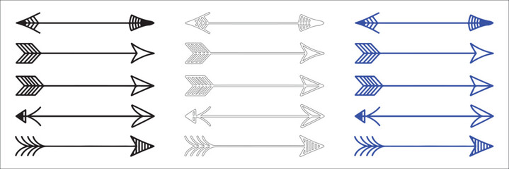 Collection of various arrow icons in different colors and designs