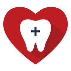 Dental Care Heart Icon - Tooth Health Medical Symbol - Vector Illustration