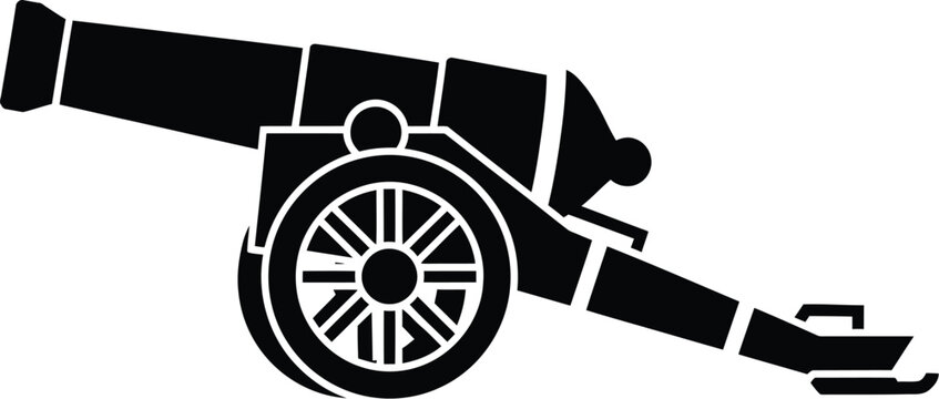 Vintage cannon illustration detailed design element on transparent background silhouette