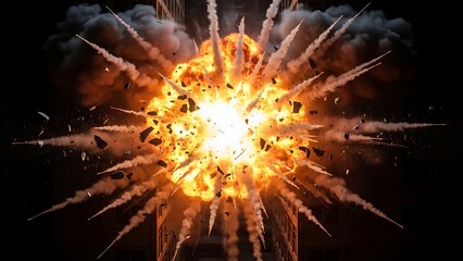 Bright fiery explosion of light and energy glowing like a star in deep space