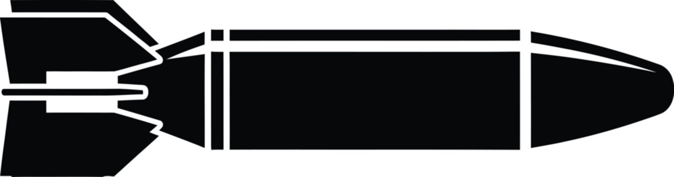 A sleek black bullet silhouette on transparent background