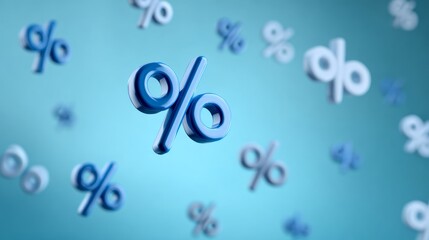 A blue and white image of a blue and white percent sign with a blue circle around it