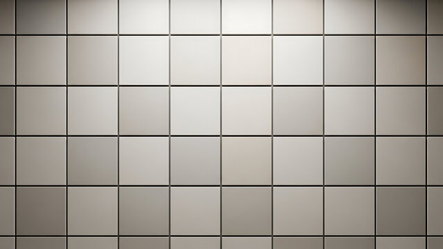 Clean illuminated tile wall background with geometric grid pattern and subtle lighting creating a modern and minimalist textured surface for various design projects