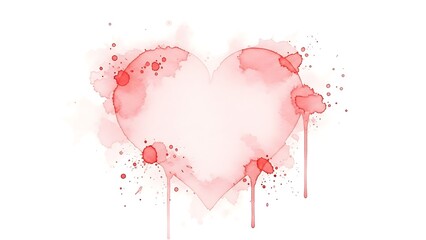 Watercolor heart with floral elements and abstract design