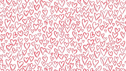 Seamless vector pattern with red hearts and pink flowers in a vintage floral style for wedding textile design, love wallpaper decoration, and retro fabric ornament illustration