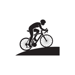 Obraz premium A silhouette illustration of a dedicated cyclist riding a road bike up an incline