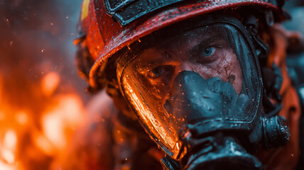 Fearless fireman battles fierce flames while wearing protective gear