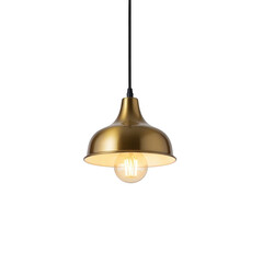 Obraz premium Elegant brass pendant light isolated on transparent background