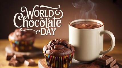 World chocolate day celebration with delicious treats and hot cocoa