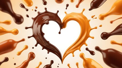 Happy chocolate day heart shaped chocolate splash on world chocolate day