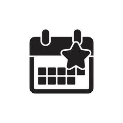 Obraz premium Star on calendar glyph, symbolizing important date or event marking