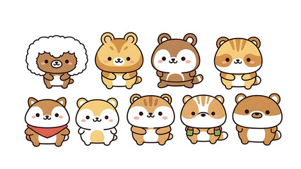 Obraz premium Adorable cartoon hamster characters in various poses and accessories