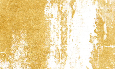 Gold grunge overlay featuring dense textured metallic surface with vertical worn stripes, rich golden wall effect on white background ideal for premium packaging, posters, and sophisticated branding 