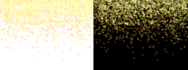Golden Glitter Dust Falling Particles Gradient Set on Black and White Background