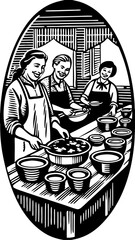 Cozy Soup Kitchen with Warm Meals and Volunteers