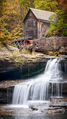 A stream flows past the Galde Grist Mill in West Virginia