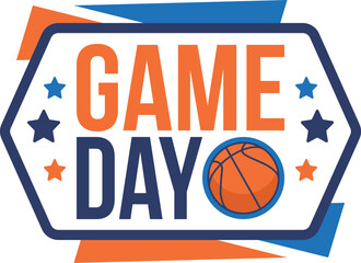 Fototapeta na wymiar Game Day. Basketball playoff in March. Super sport party in United States. Final games of season tournament. Professional team championship. Ball for basketball. Sport poster. Vector