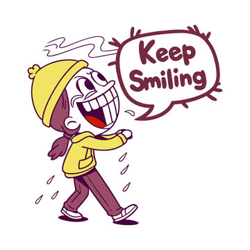 Cool cartoon character with sunglasses saying "Keep Smiling" &ndash; positive attitude illustration.