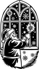 Santa's Gentle Touch on Frosty Windowpane