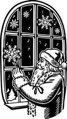 Santa's Gentle Touch on Frosty Windowpane