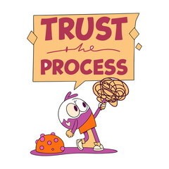 Obraz premium Determined cartoon character carrying heavy backpack with 