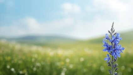 Obraz premium Summer landscape scene featuring vibrant chicory blossoms as a decorative floral backdrop