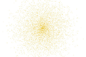 A vibrant burst of golden particles creating a captivating abstract stellar explosion isolated on transparent background
