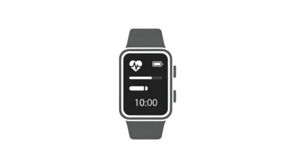 Smartwatch with gray strap isolated on transparent background