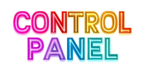 Modern UI layout with a top-center &ldquo;control panel&rdquo; label, used in apps or software tools for system access