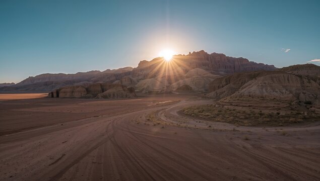 Sunrise at Tabernas Desert, emphasizing natural erosion features and desert scenery, World Environment Day