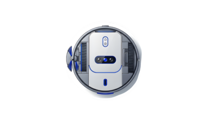 A white electronic device isolated on transparent background with buttons and screen