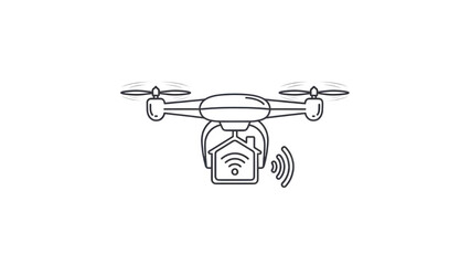 A line drawing of a drone isolated on transparent background