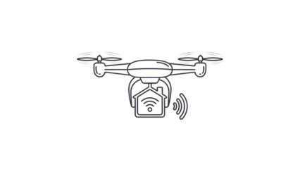 A line drawing of a drone isolated on transparent background