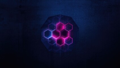 Neon hex pattern backgrounds designed for technology and network interface layouts