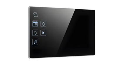 Black electronic device with buttons isolated on transparent background