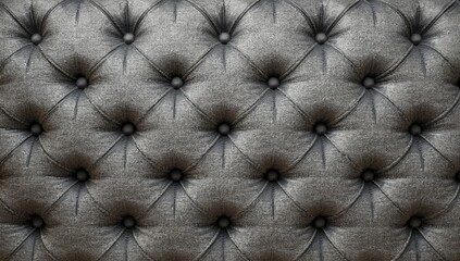 Fototapeta premium Decorative gray checkered fabric with button accents, used as upholstery background or textile design element