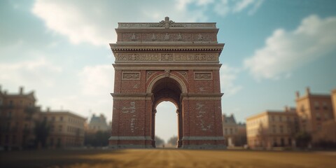 Fototapeta premium Solid stone brick architecture highlighting structural resilience, Earth Day