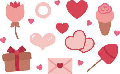 Valentine's day elements with hearts and gifts