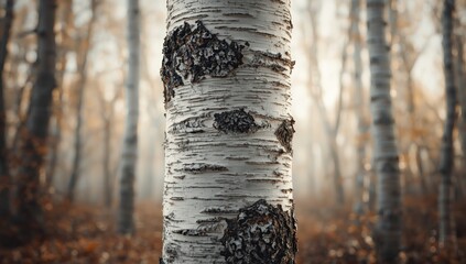 Birch bark with vertical streaks serving as a background for layout or graphic elements, highlighting natural textures