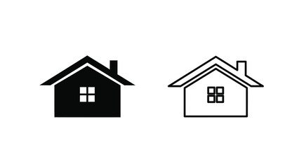 Fototapeta premium Simple black and white house icons showcasing two different styles